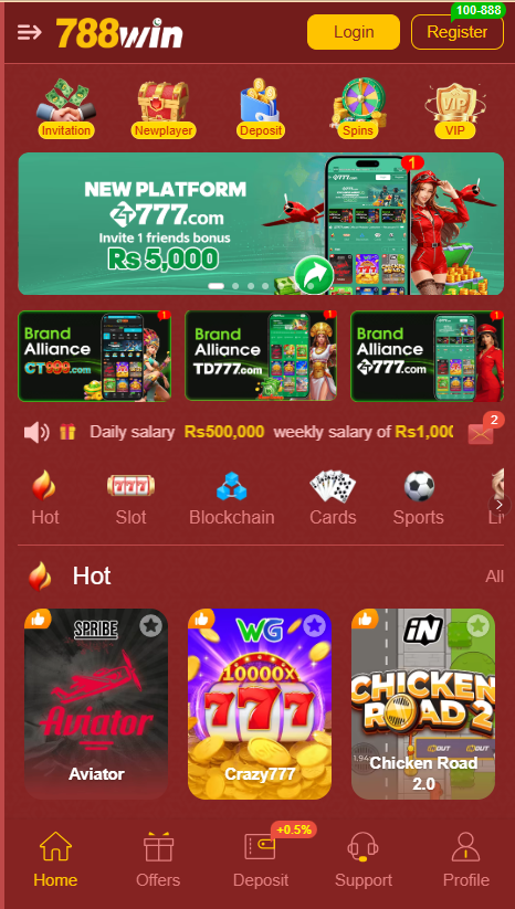 788win Game Home Screen