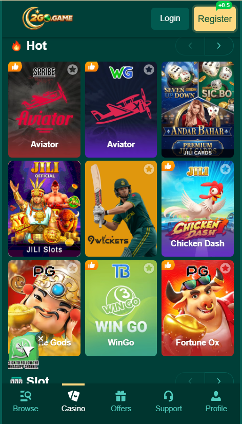 2 go game home screen