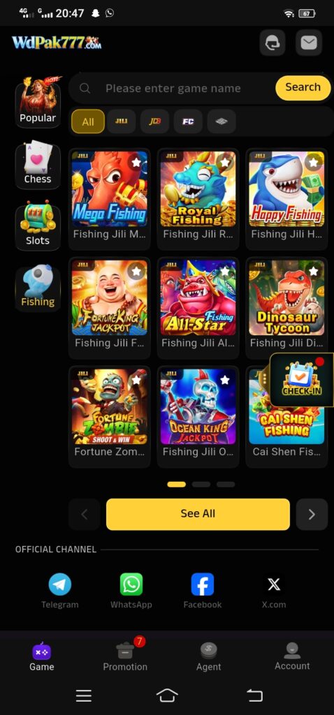 WdPak777 Game Home Screen